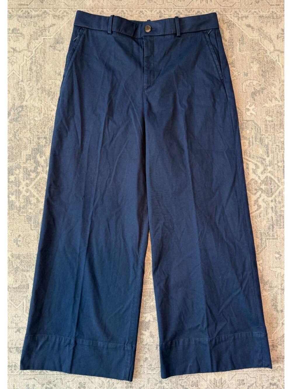 Spanx Women's Wide Leg High Rise Blue Trouser Pants XL Pockets Career Preppy